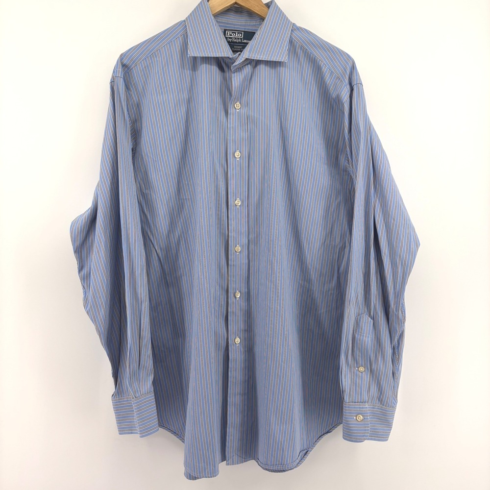 Polo Ralph Lauren Regent Classic Fit Striped Shirt Mens 17.5 34/35 Blue Multi - Picture 3 of 8